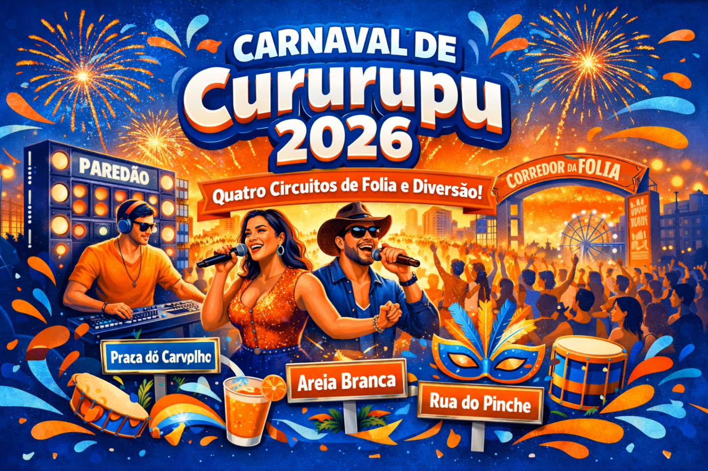 Carnaval de Cururupu 2026 começa neste sábado (14) com quatro circuitos e programação até terça-feira (17)